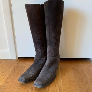 Soft Brown Suede Tall Boots Sz 9-9.5